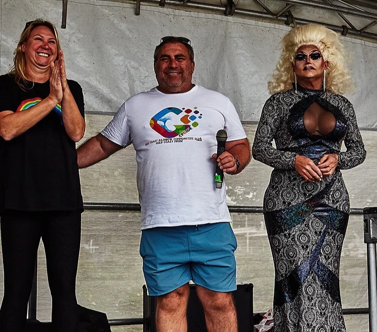 Team members on stage